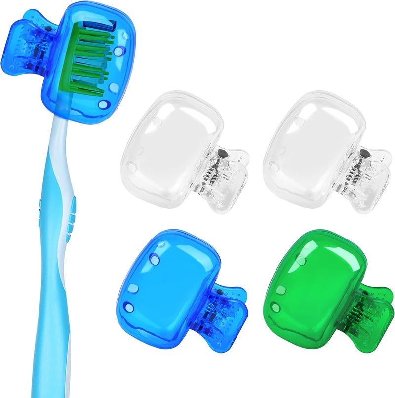 Eaezerav 4 Pack Toothbrush Covers, Portable Plastic Toothbrush Head Case for Travel, Business, Camping, School, Home - Image 1